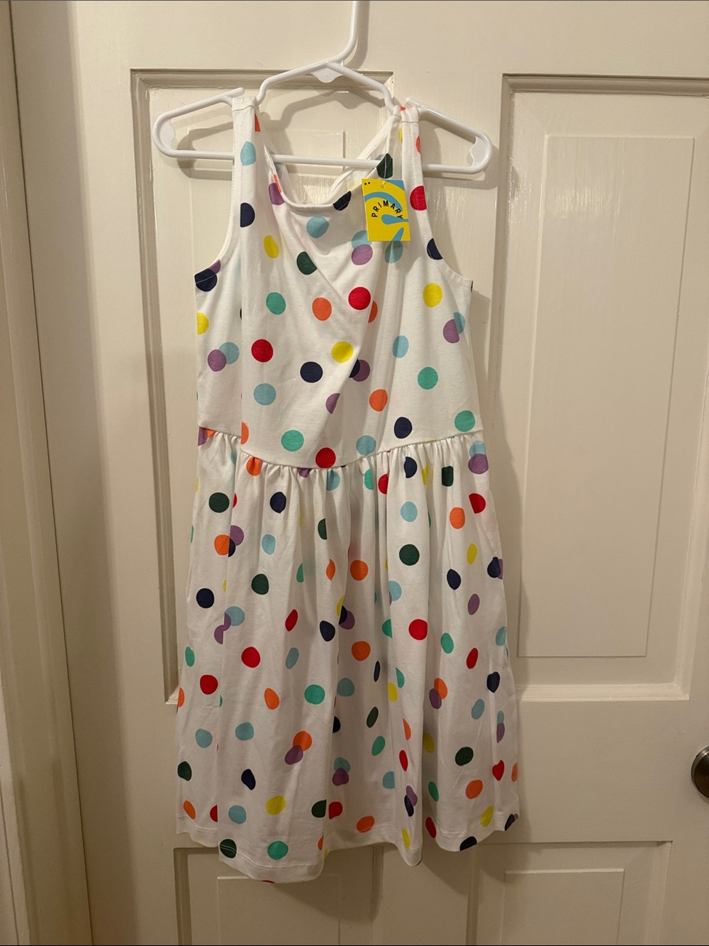 Primary White Multicolor Polka Dot Sundress